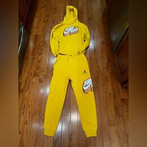 Jordan Men's Jump man Hoodie and Pant set in Pollen Gold